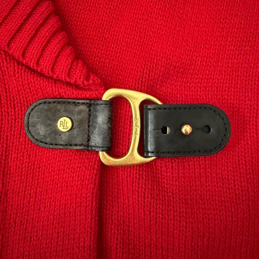 Ralph Lauren Red Cardigan with Buckle Accent - Picture 3 of 5